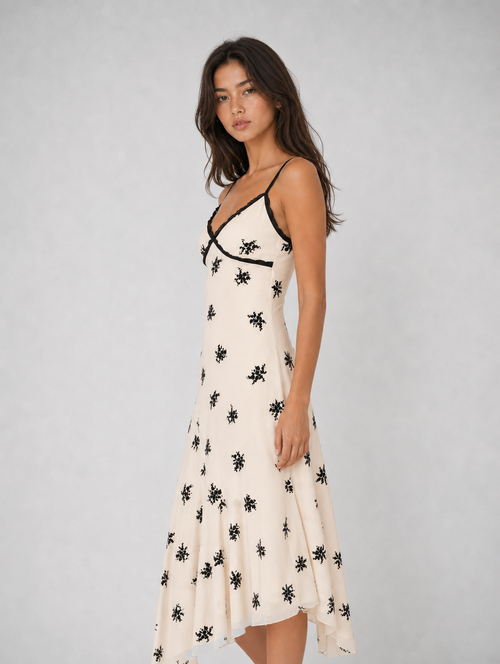 Amelia Cream Floral Midi Dress
