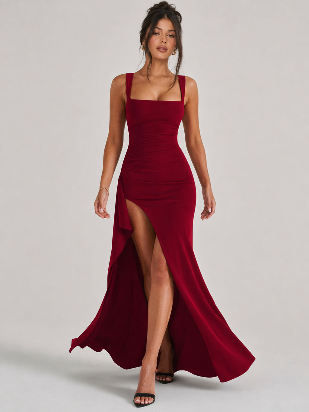 Zephrina Square Neck Adjustable Strap Mermaid Maxi Gown
