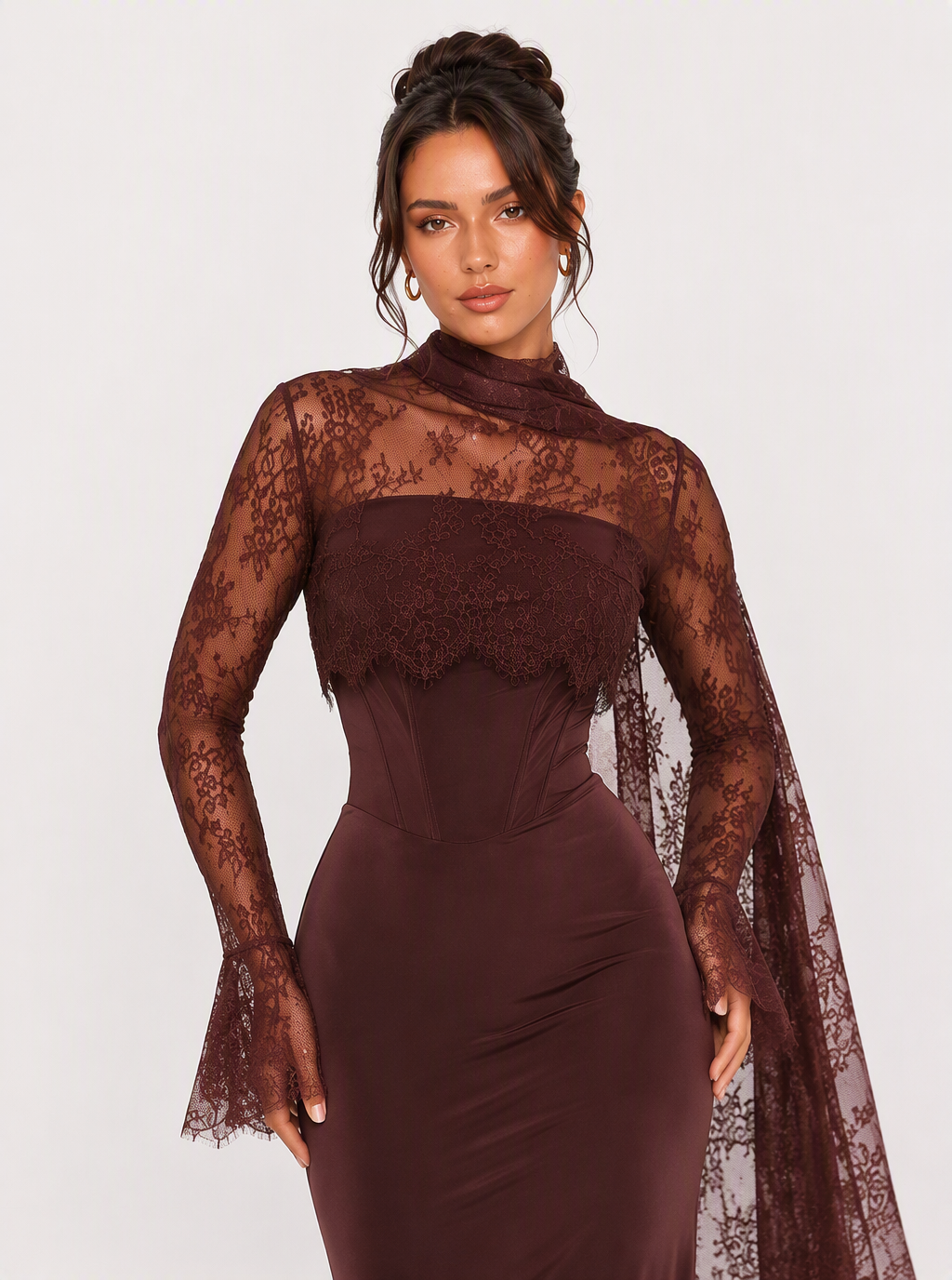 Zephrina Isadora lace drape maxi dress