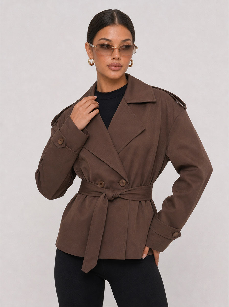 Zephrina Nadine belted trench coat in khaki