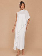 Zephrina Ismeria cape overlay midi dress in white