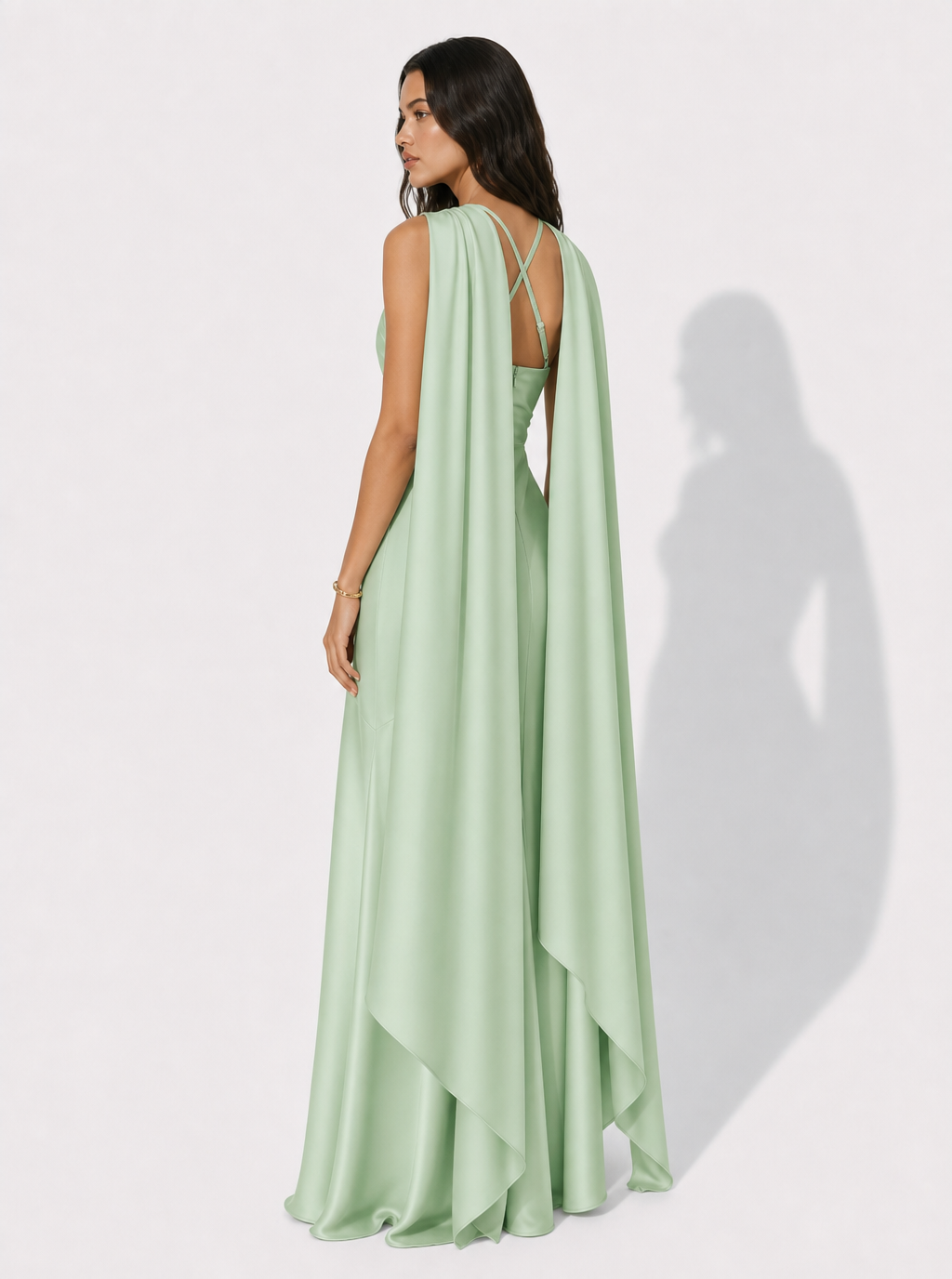 Zephrina Annelise scarf halter maxi dress in green