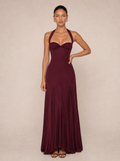 Zephrina Lisandra sweetheart halter maxi dress in burgundy