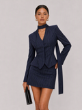 Zephrina Nolwenn pinstripe blazer set in navy