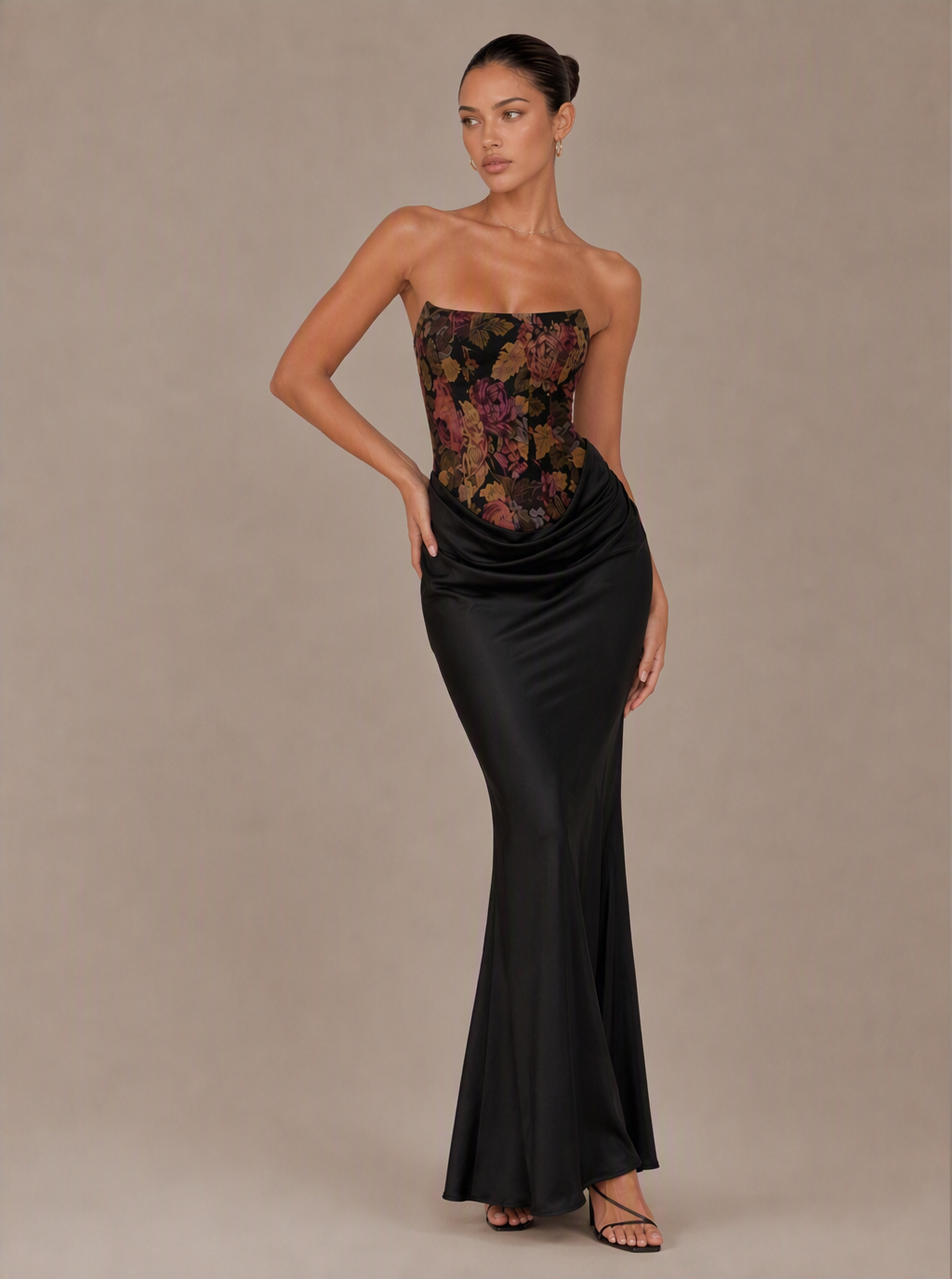 Zephrina Amabel jacquard satin maxi dress in black