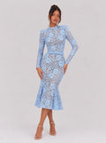 Zephrina Honoria floral lace midi dress in blue