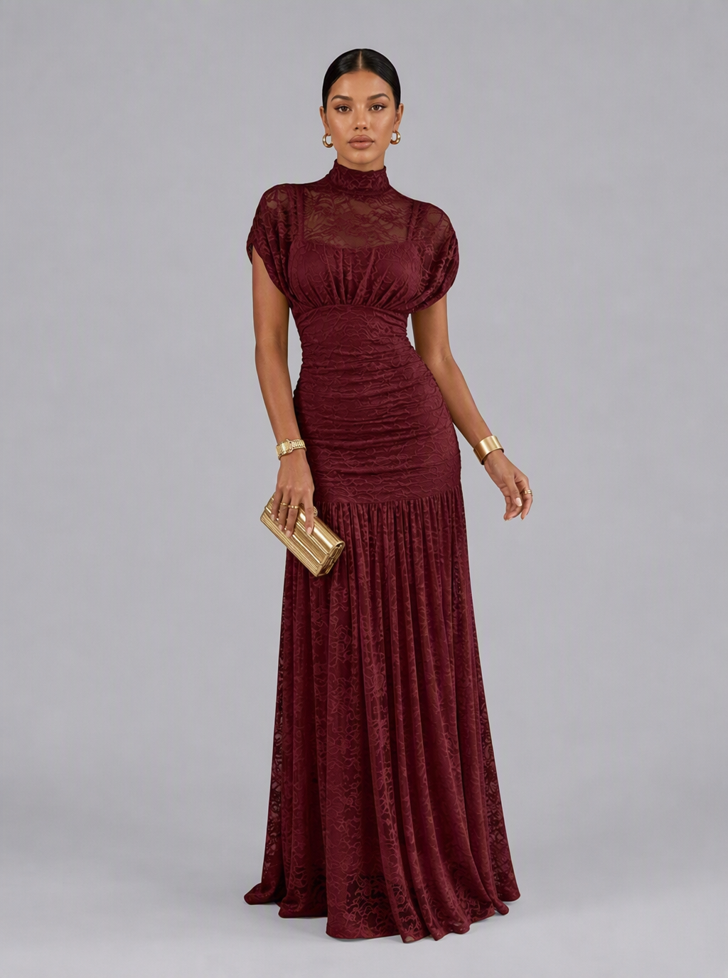Zephrina Noemie lace yoke maxi dress in yellow