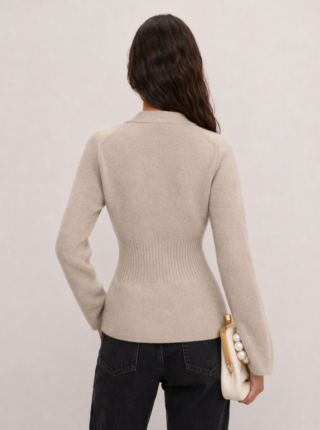 Zephrina Clemence ribbed v-neck cardigan in khaki