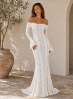 Zephrina Cosima lace mermaid maxi dress in white
