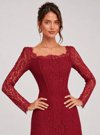 Zephrina Mirabel lace column maxi dress in burgundy