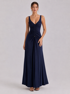 Zephrina Seraphina ruched v-neck maxi dress in navy