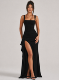 Zephrina Square Neck Adjustable Strap Mermaid Maxi Gown