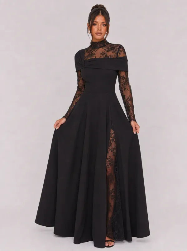Zephrina Dorothea lace-panel maxi dress in black