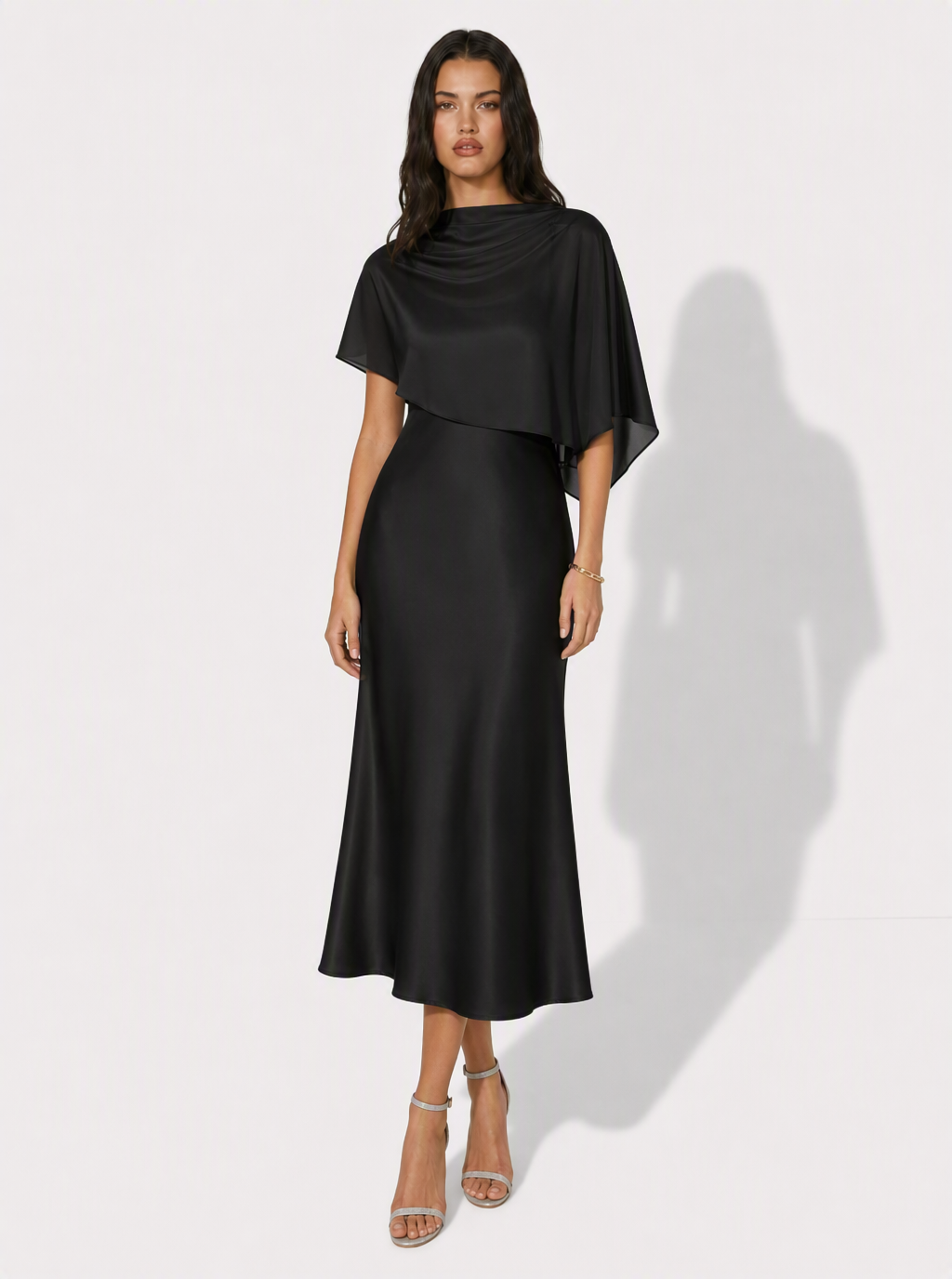 Zephrina Elaria cape overlay midi dress in blue