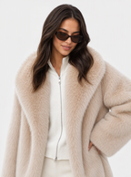 Zephrina Sabine shawl collar faux fur coat in apricot