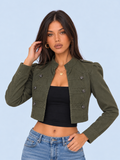 Zephrina Georgette military denim jacket in army green
