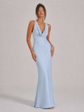 Zephrina Arlette cowl satin-look maxi dress in blue