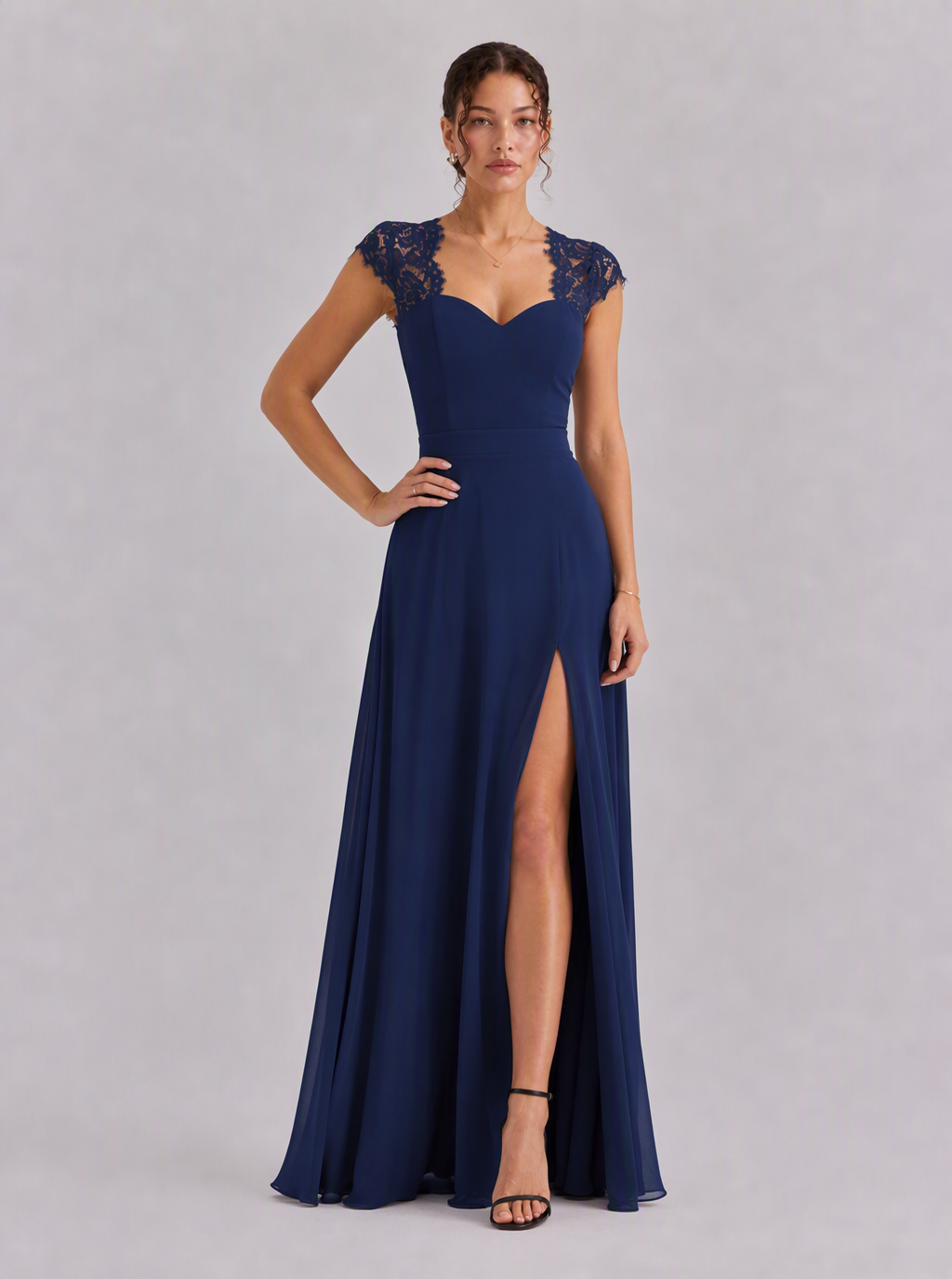 Zephrina Xaviera flutter-sleeve chiffon maxi dress