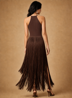Zephrina Sabina fringe halter midi dress