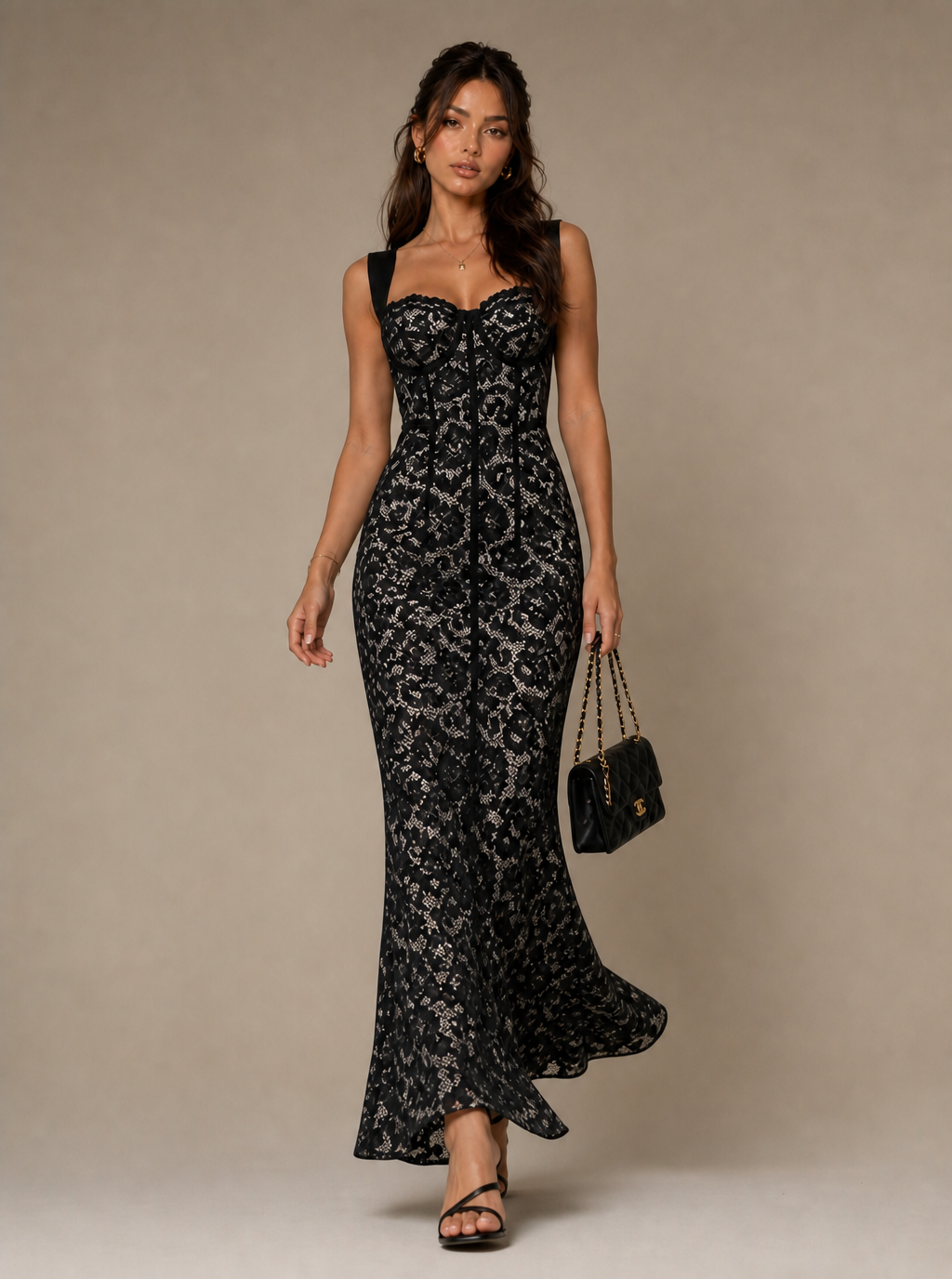 Zephrina Bellara lace halter maxi dress