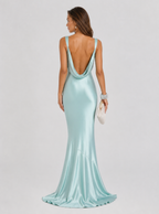 Zephrina satin-look mermaid maxi dress in blue