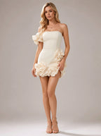 Wien Creme Rüschen Minikleid