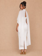 Zephrina Ismeria cape overlay midi dress in white