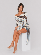 Zephrina Ilaria striped one-shoulder mini dress in blue