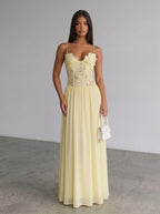 Zephrina Mirela lace bodice maxi dress in yellow
