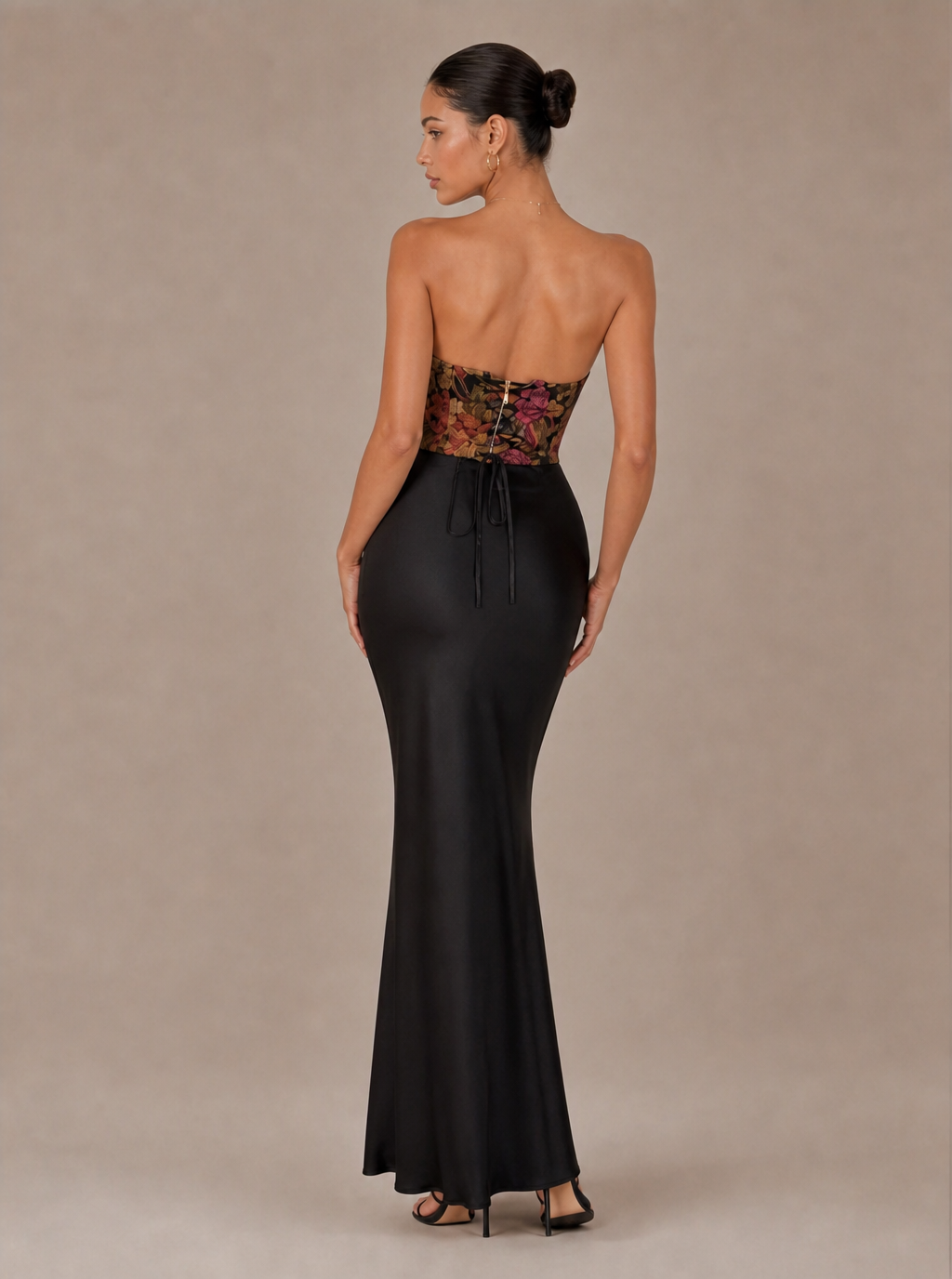 Zephrina Amabel jacquard satin maxi dress in black