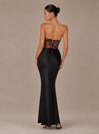 Zephrina Amabel jacquard satin maxi dress in black