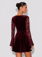 Eirlys Velvet Lace Mini Dress