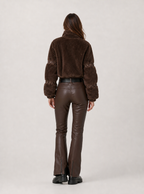 Zephrina Sunniva plush contrast belted one-piece ski suit in coffee