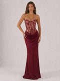 Zephrina Marcienne lace corset maxi dress in red