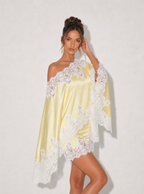Zephrina Noeline lace-trim satin mini dress in yellow