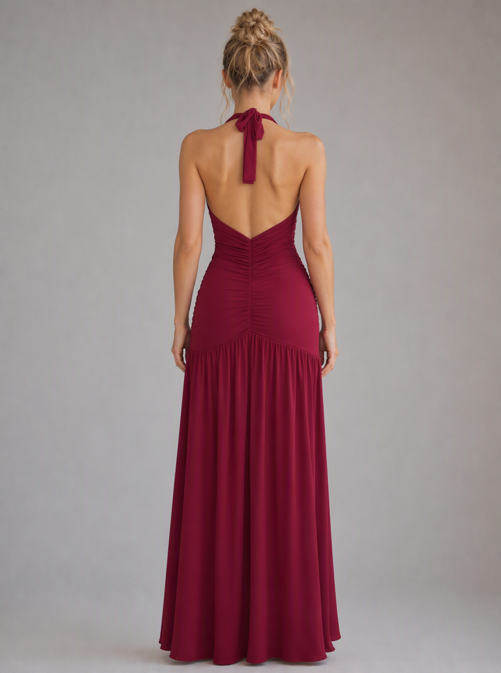 Zephrina Quenelle plunging slit maxi dress