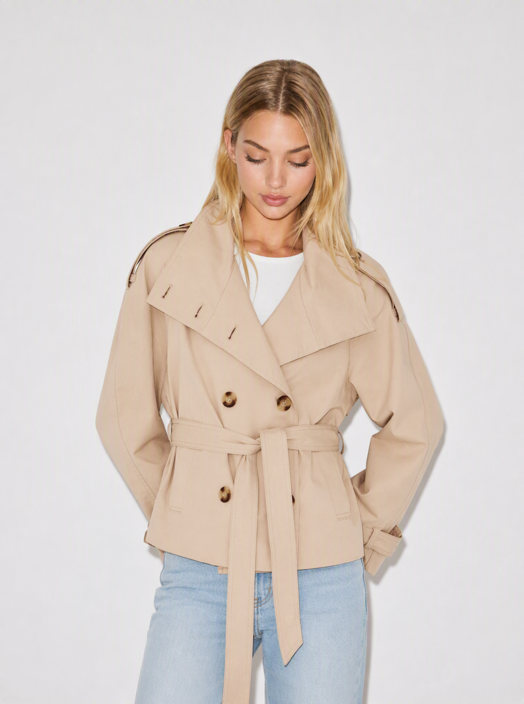 Zephrina Carys belted trench jacket in khaki