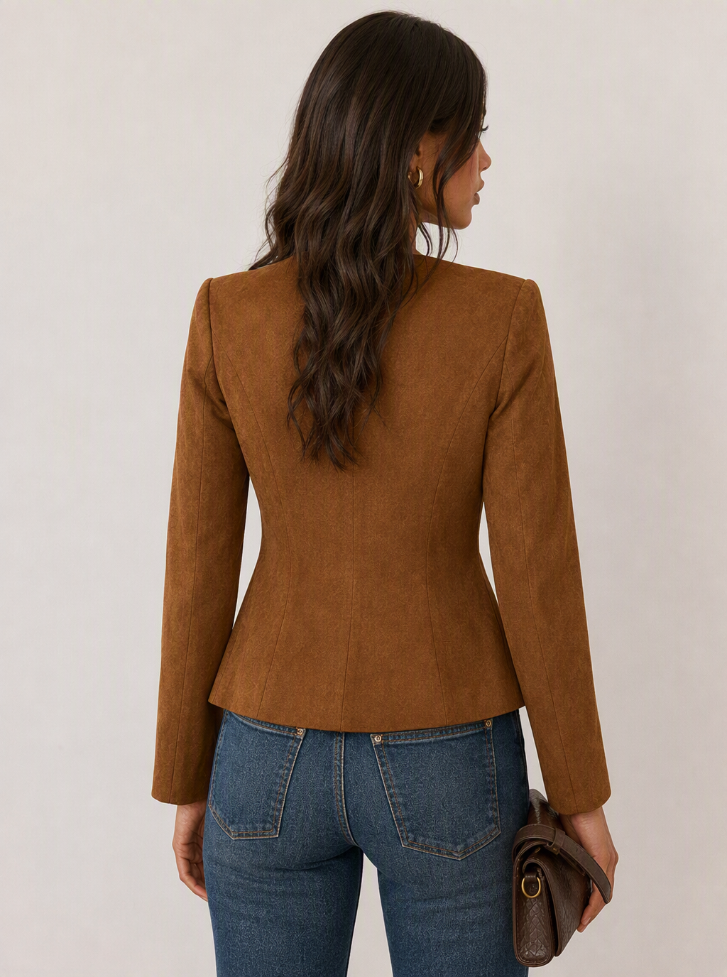 Zephrina Brenna fitted button jacket in brown