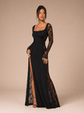 Zephrina lace-panel satin-look maxi dress in white