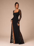Zephrina lace-panel satin-look maxi dress in white