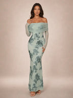 Zephrina Rosamund embroidered off-shoulder maxi dress in coffee