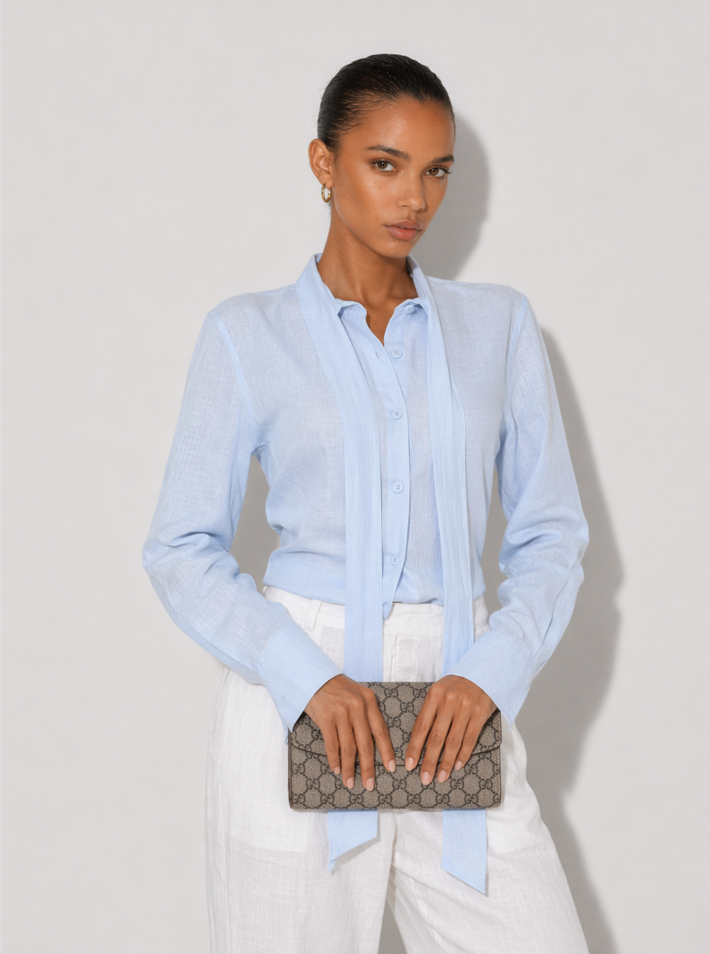 Clara Cotton Tie-Neck Shirt