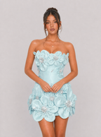 Zephrina Ondine 3D floral mini dress in blue