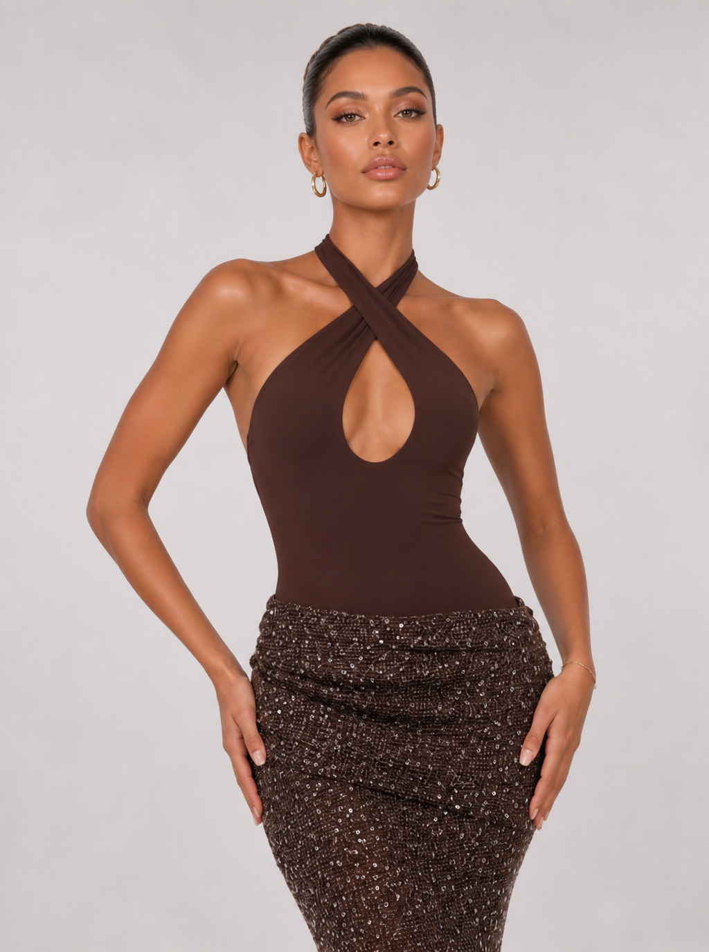 Zephrina Uvelisse draped knit maxi dress