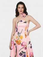 Zephrina Vionette floral satin maxi dress in pink