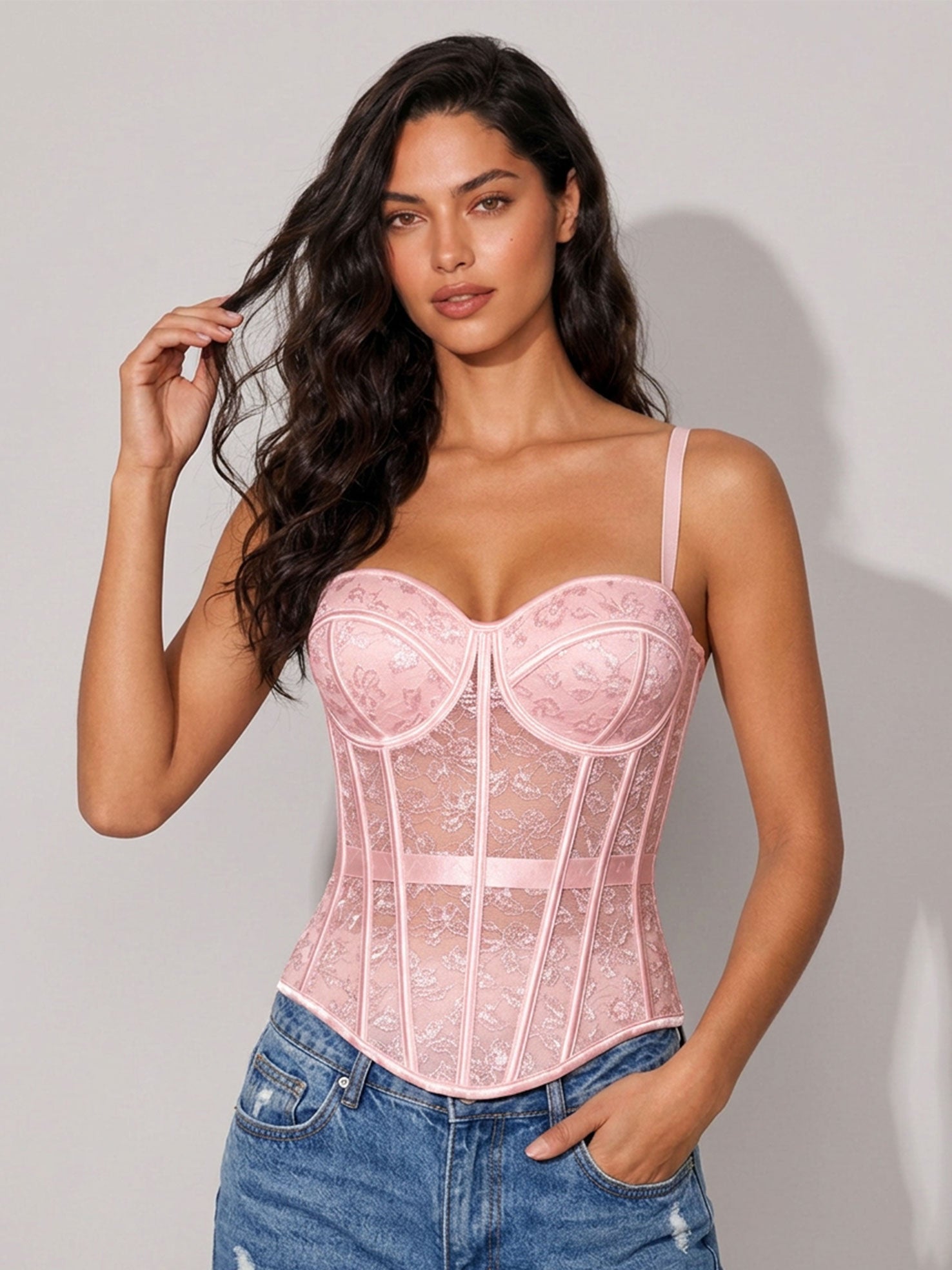 Zephrina Isadora sheer lace bra in white
