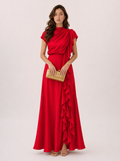 Zephrina Helene ruffle satin maxi dress