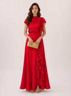 Zephrina Helene ruffle satin maxi dress