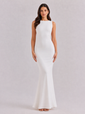 Zephrina Carmelina low-back satin maxi dress in white