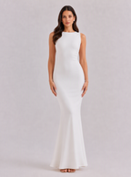 Zephrina Carmelina low-back satin maxi dress in white
